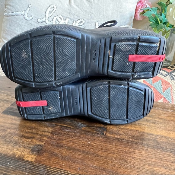 Prada Vernice Brown Leather And Mesh High Top Sneakers US9 - Picture 12 of 17